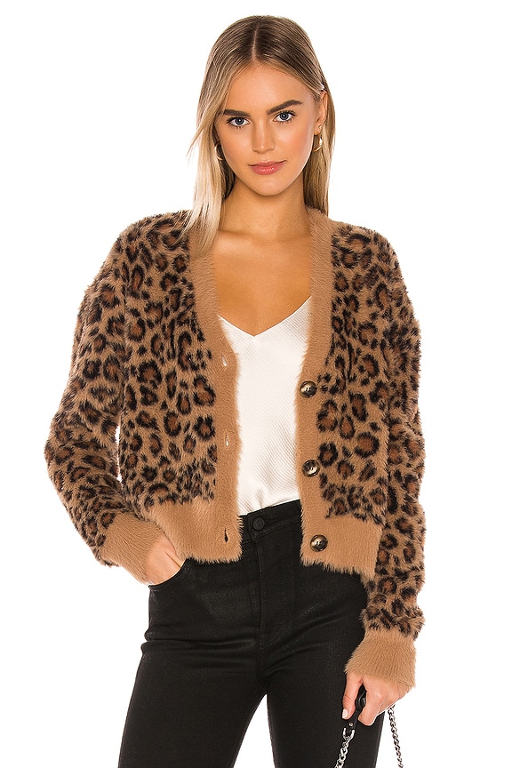 view 1 of 5 Sweater Cardigan in Golden Leopard