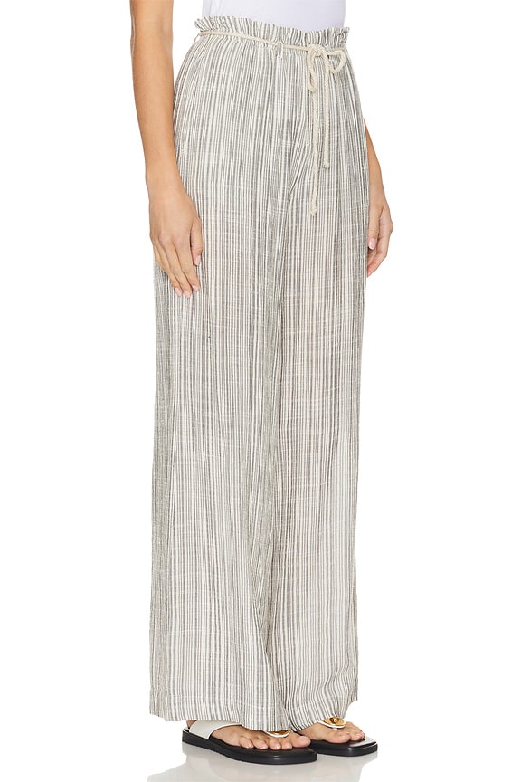 view 2 of 5 Drawcord Wide Leg Pant in Eze Slub Stripe