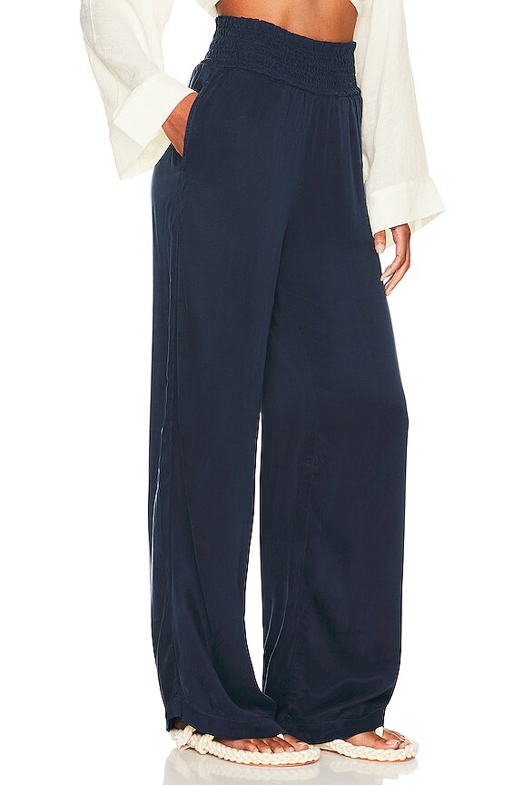 view 2 of 4 Smocked Wide Leg Pant in Navy Ink