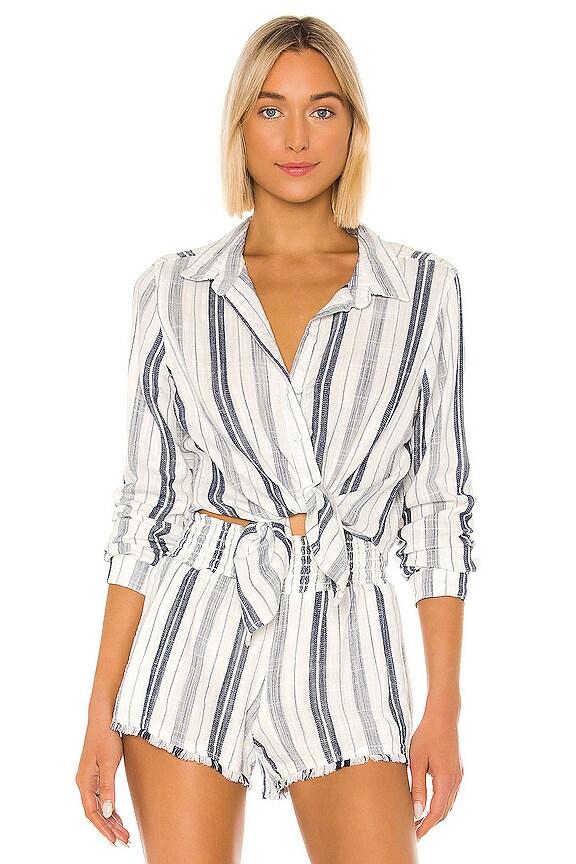 view 1 of 4 Button Down Shirt in White & Navy