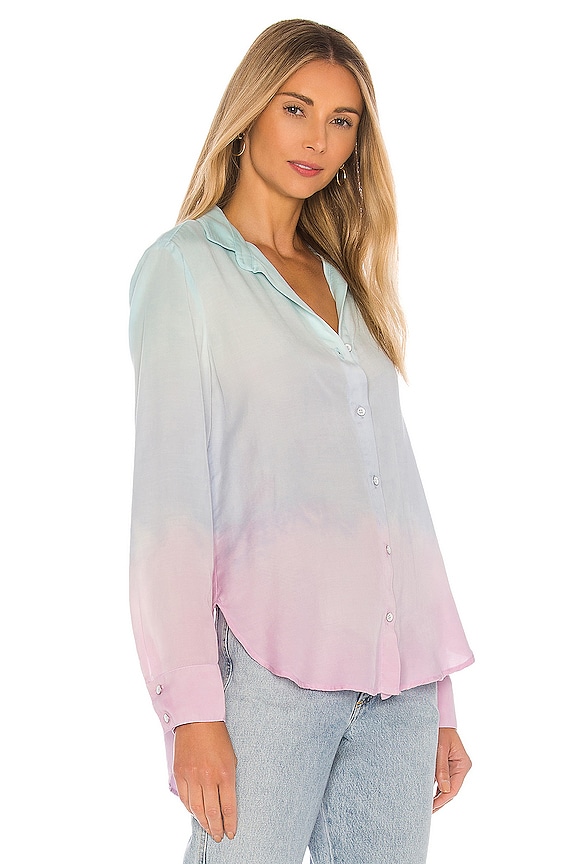 view 2 of 4 Flowy Button Down Top in Ombre Sunrise