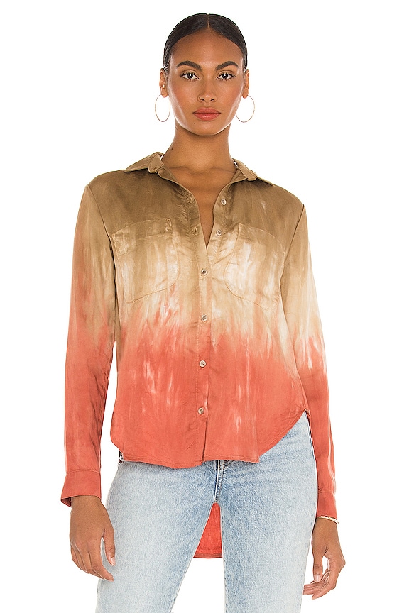 view 1 of 4 Flowy Button Down in Flax Henna Ombre Dye