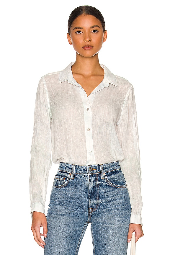 Bella Dahl Long Sleeve Button Down Shirt in Ocean Tide Cloud Dye | REVOLVE