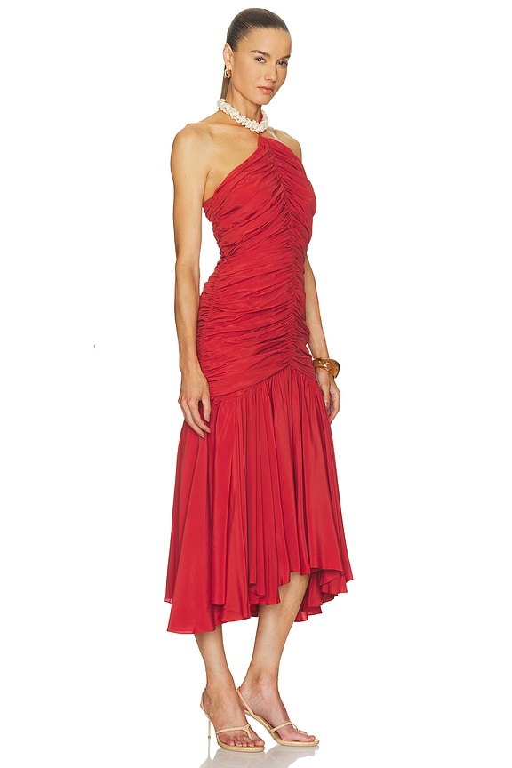 view 2 of 3 Shell Detail Draped Crepe Long Dress in Rouge Ocre
