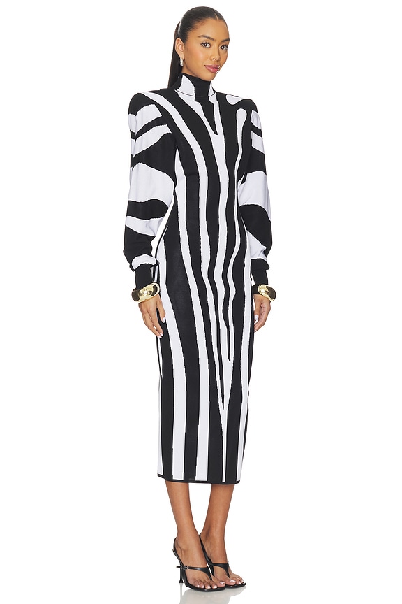 view 2 of 4 Zebra Batwing Dress in Noir & Blanc