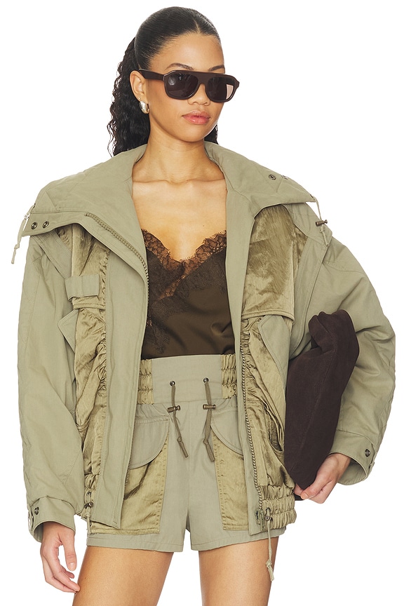 view 1 of 5 Batwing Two Pockets Twill Bomber in Vert Pale