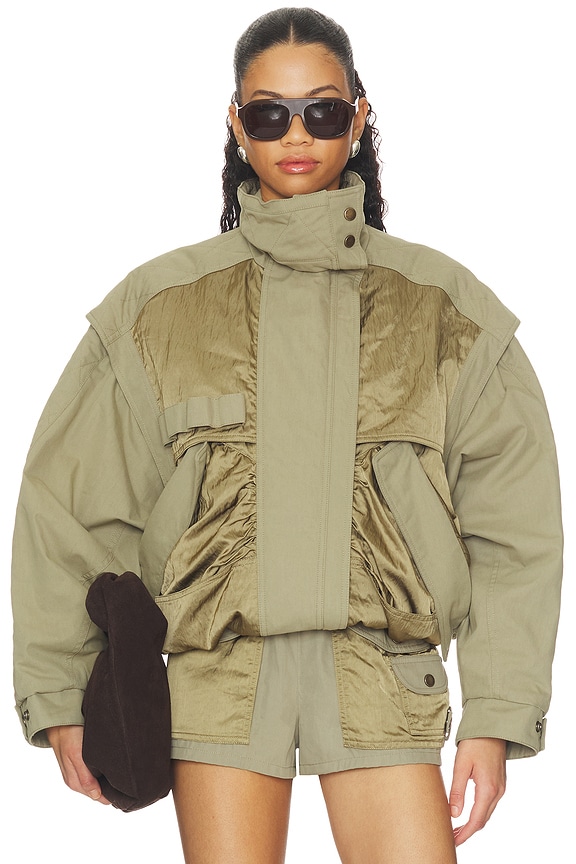 view 2 of 5 Batwing Two Pockets Twill Bomber in Vert Pale