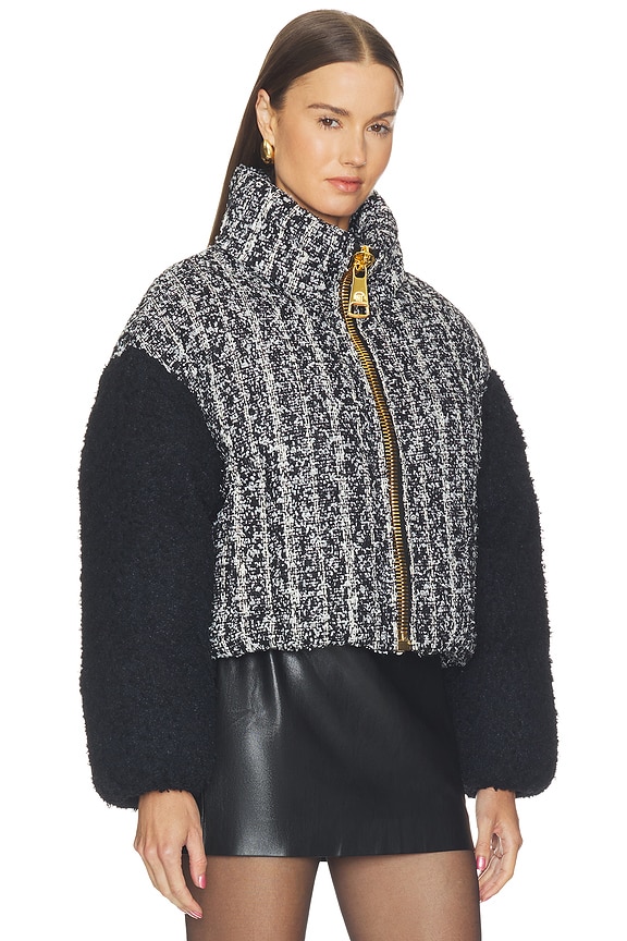 Mix Tweed Cropped Puffer Jacket