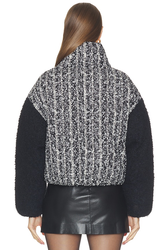 Mix Tweed Cropped Puffer Jacket