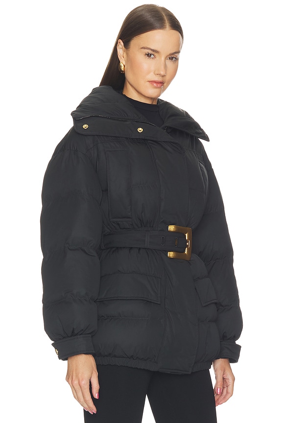 High Collar Belted Puffer Coat