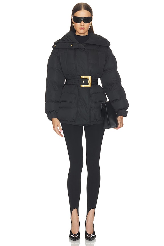 High Collar Belted Puffer Coat