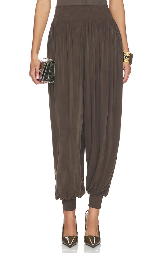view 1 of 6 PANTALON DRAPED JERSEY CUPRO LOOSE in Marron Chaud