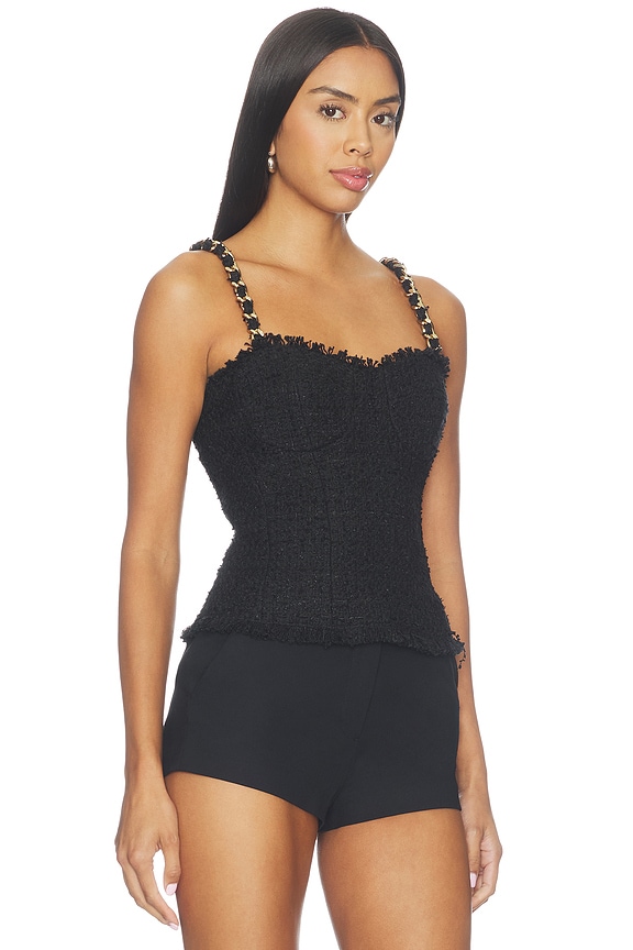 view 2 of 5 Chain Straps Tweed Top in Black