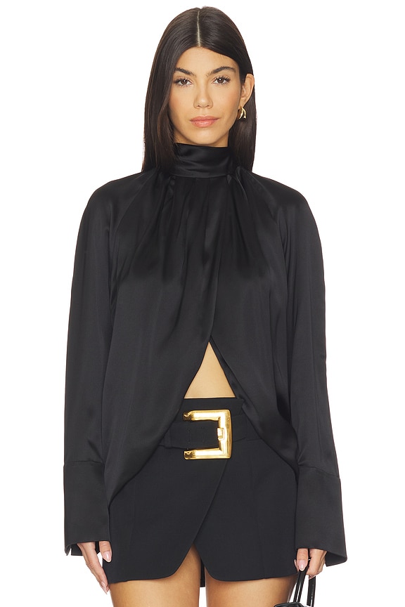 view 1 of 4 Draped Silk Blouse in Black