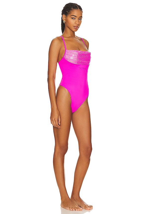 view 2 of 4 MAILLOT DE BAIN UNE PIÈCE STRING in Fuxia & Silver