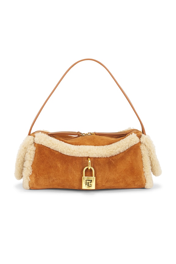 view 2 of 4 SAC À BANDOULIÈRE SMALL PULSE SUEDE & SHEARLING in Beige Clair & Camel Fonc?