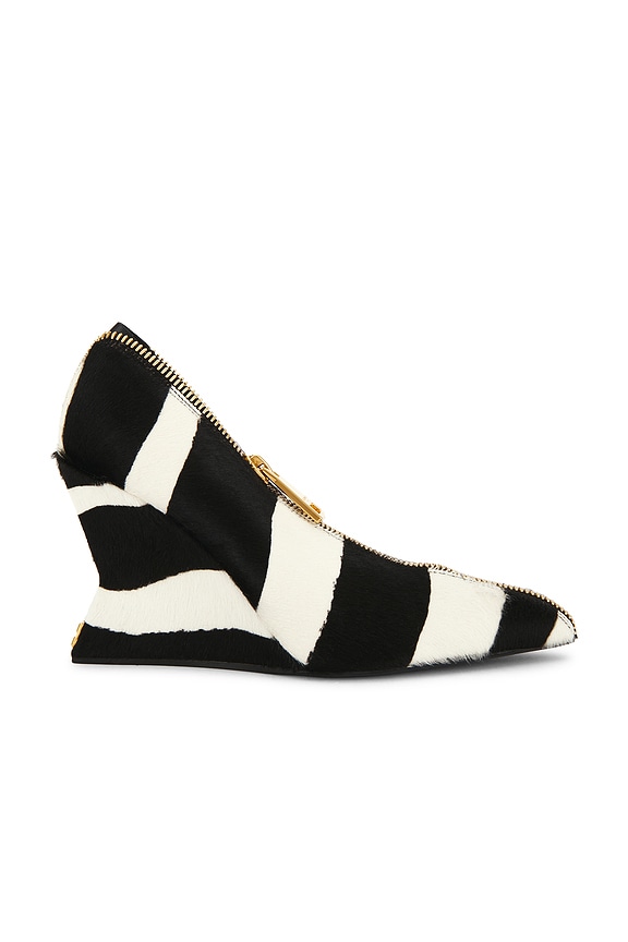 view 2 of 6 Zebra Pump Zip Wedge in Noir & Blanc