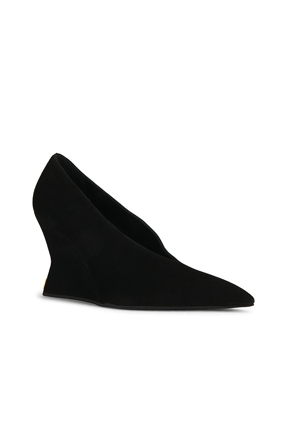 view 2 of 5 Suede Wedge Pump in Noir in Black