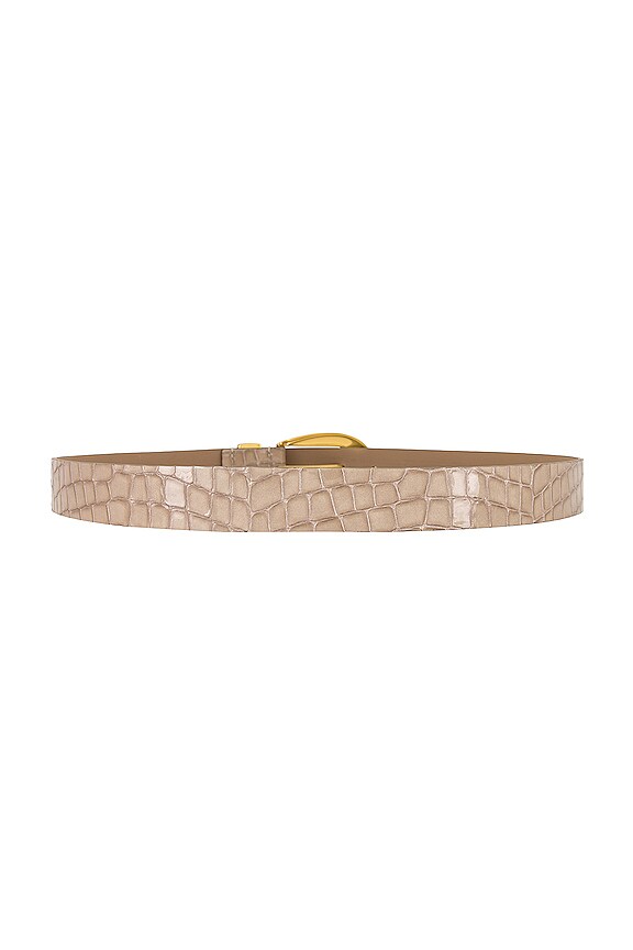 view 2 of 3 Victoria Croco Luster Belt in Light Taupe & Gold