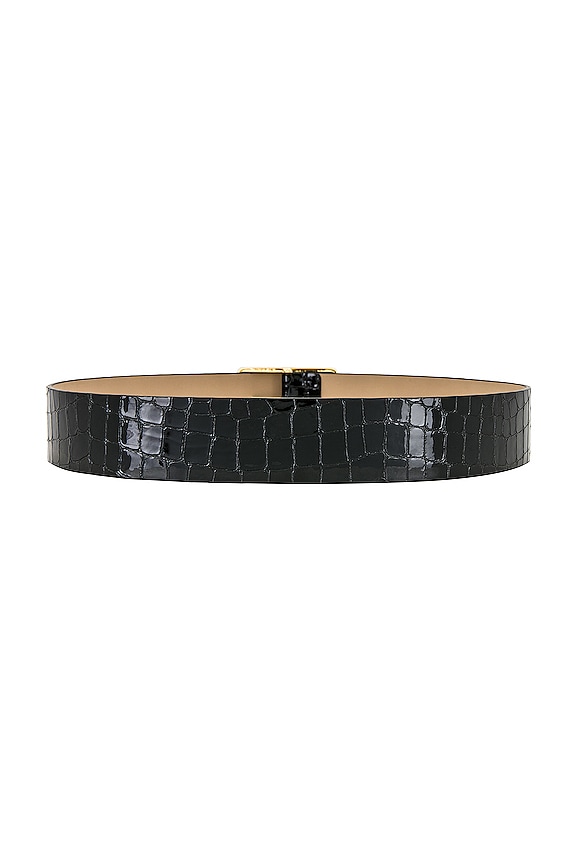 view 2 of 3 Milla Croco Luster Belt in Black & Gold