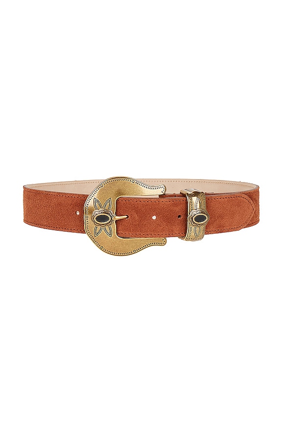 B-Low the Belt Tori Suede Belt in Cognac & Brass | REVOLVE