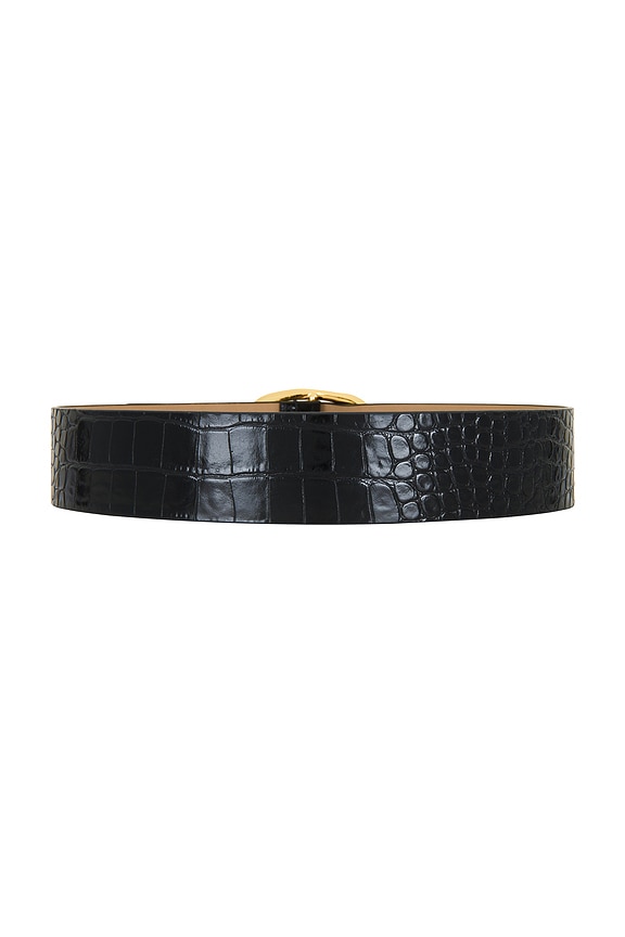 view 2 of 3 Edmond Croco Belt in Black & Gold