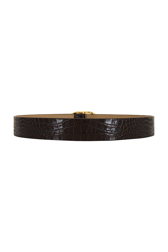 view 2 of 3 Kyra Croco Belt in Chocolate & Gold