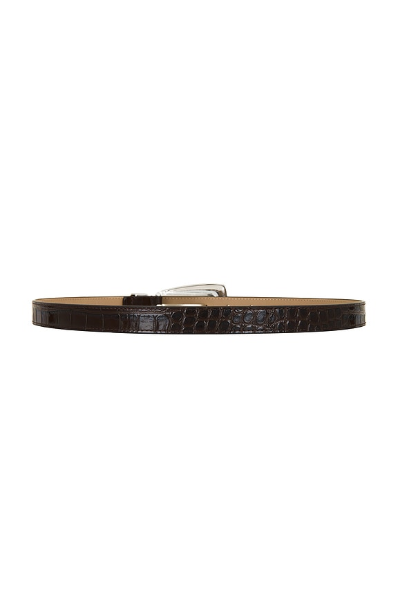 view 2 of 3 Briar Croco Belt in Chocolate & Silver