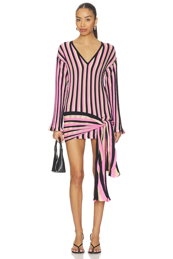 view 1 of 4 Mini Knit Dress in Black & Bubble Pink