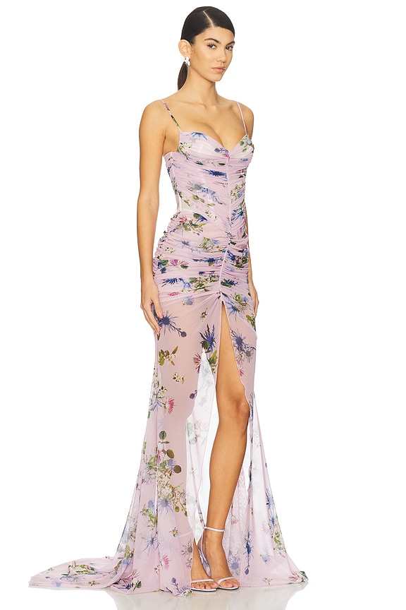 view 2 of 3 VESTIDO PRINT NET in Dahlia & Brilliant Blue