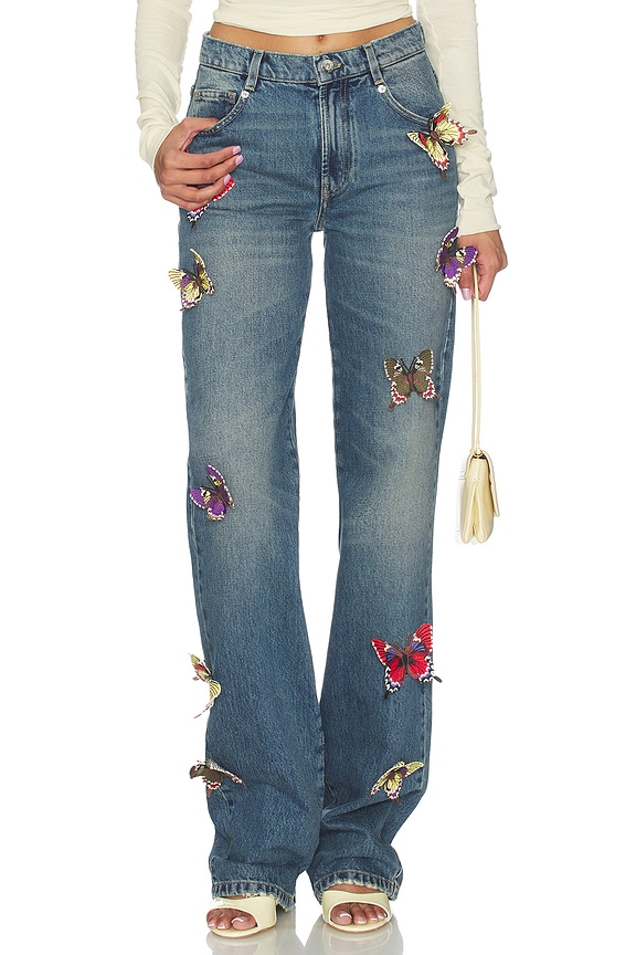 view 1 of 6 Butterfly Boyfriend Jean in Ice Blue