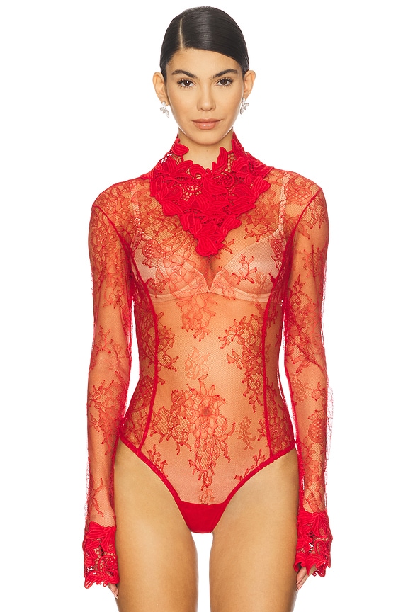 view 2 of 5 Chantilly Lace Top in Lipstick Red