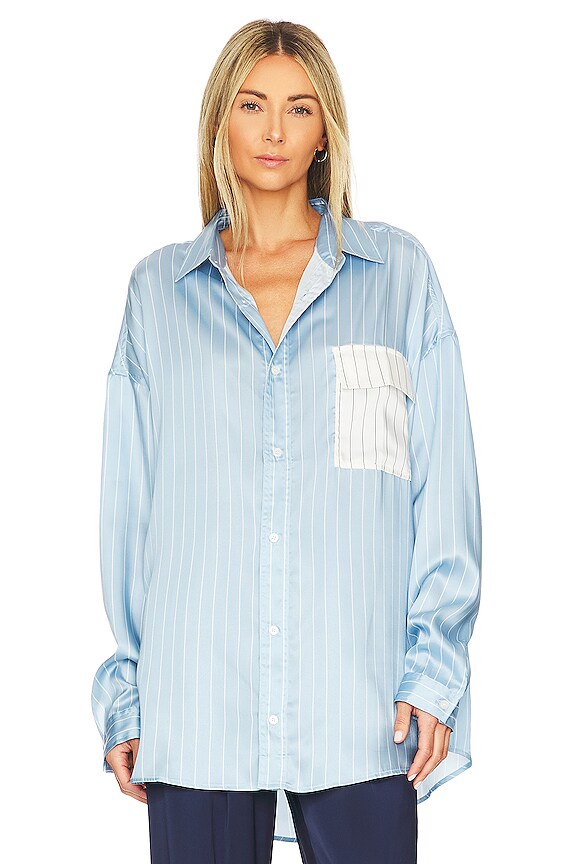 view 2 of 5 CAMISA FELICIA in Blue & Cream