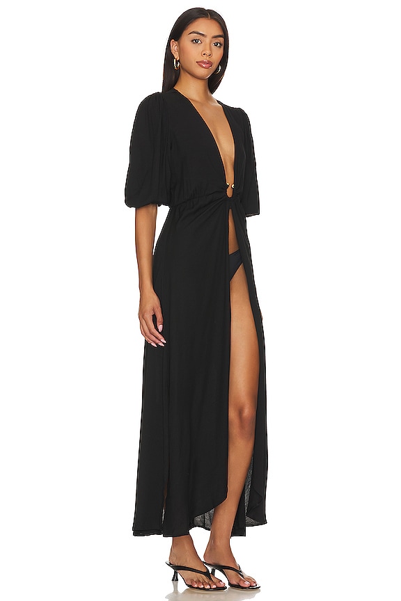 view 2 of 3 ROBE KIMONO LONGUE COWEN in Black