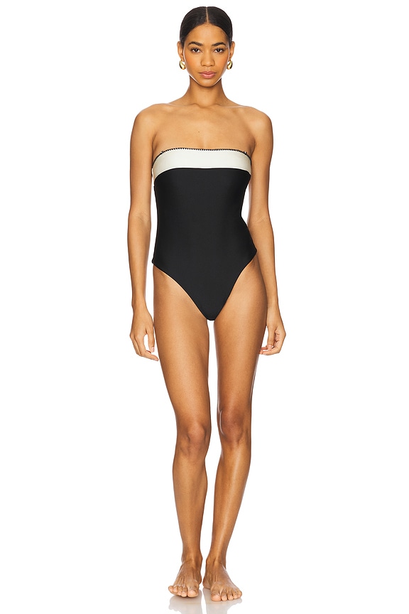 view 2 of 4 Abigail One Piece Swimsuit in Black & White