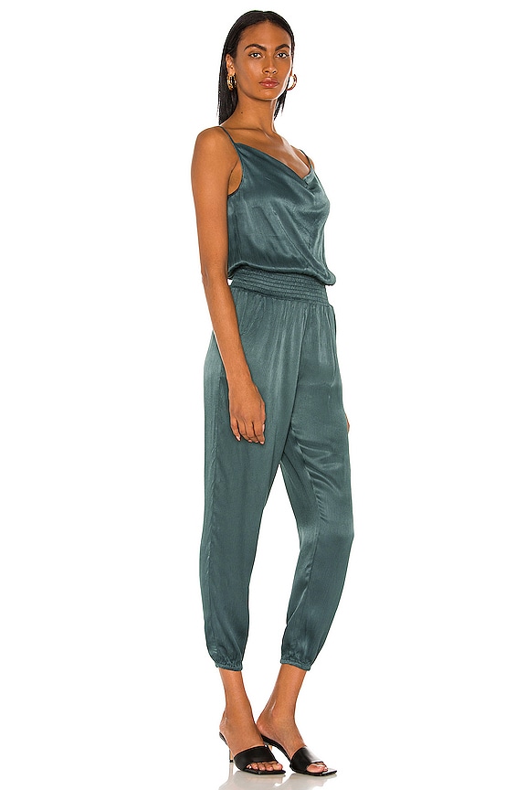 view 2 of 3 BLACK Sleek Textured Jumpsuit in Deep Sage