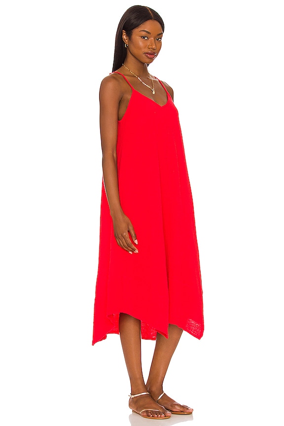view 2 of 3 Beach Gauze Midi Dress in Lipstick