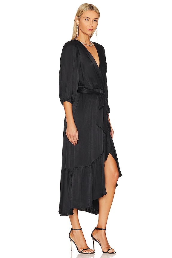 view 2 of 3 Ruffle Surplice Midi Dress in Black