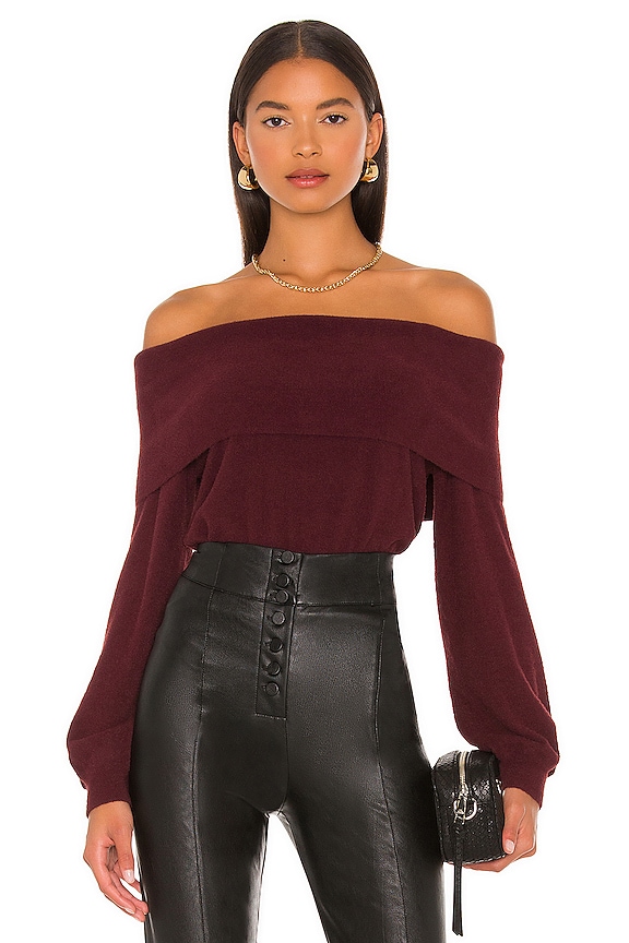 Bobi BLACK Fuzzy Sweater in Wine | REVOLVE