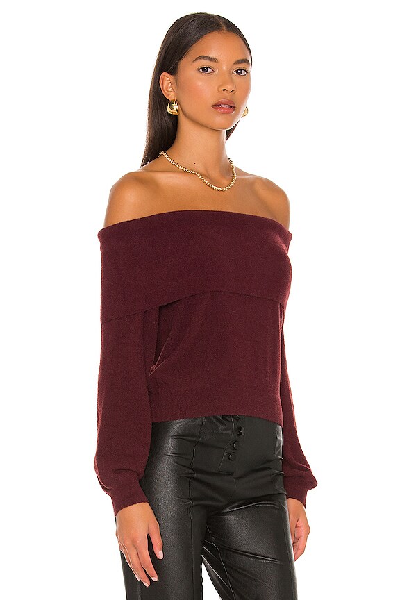 view 2 of 4 BLACK Fuzzy Sweater in Wine