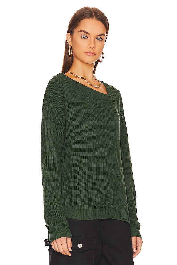 view 2 of 4 Asymmetric Neck Sweater in Hunter Green