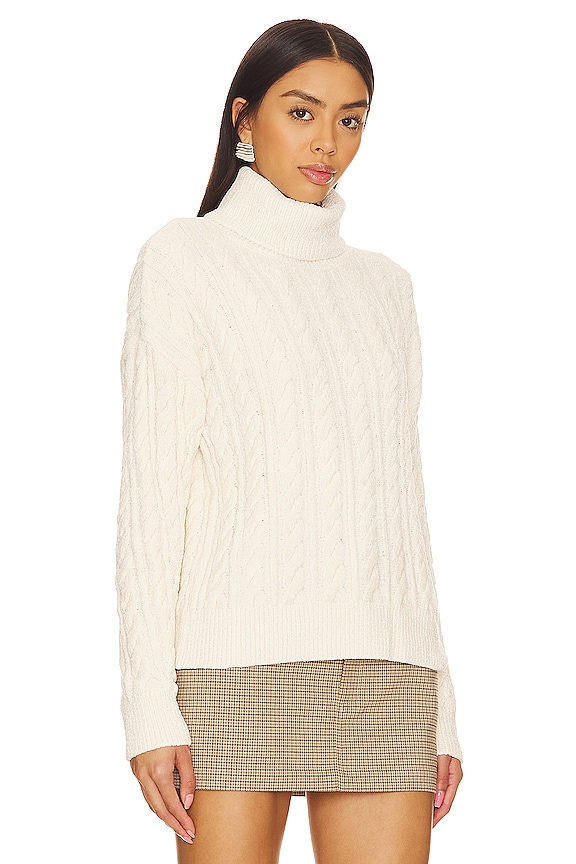 view 2 of 4 Cable Knit Turtleneck Sweater in Cream