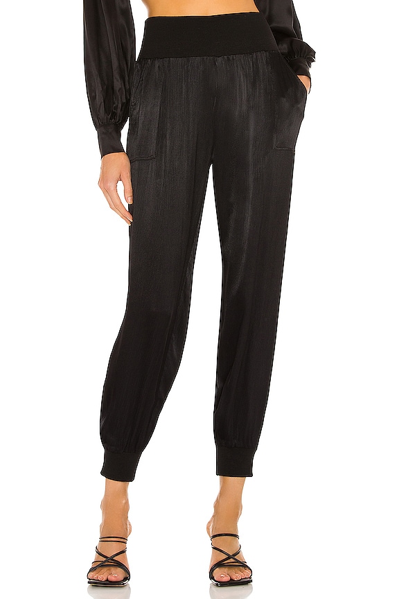 Bobi BLACK Sleek Textured Pant in Black | REVOLVE