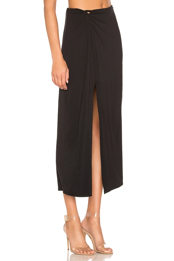 view 2 of 4 Draped Jersey Knot Maxi Skirt in Black