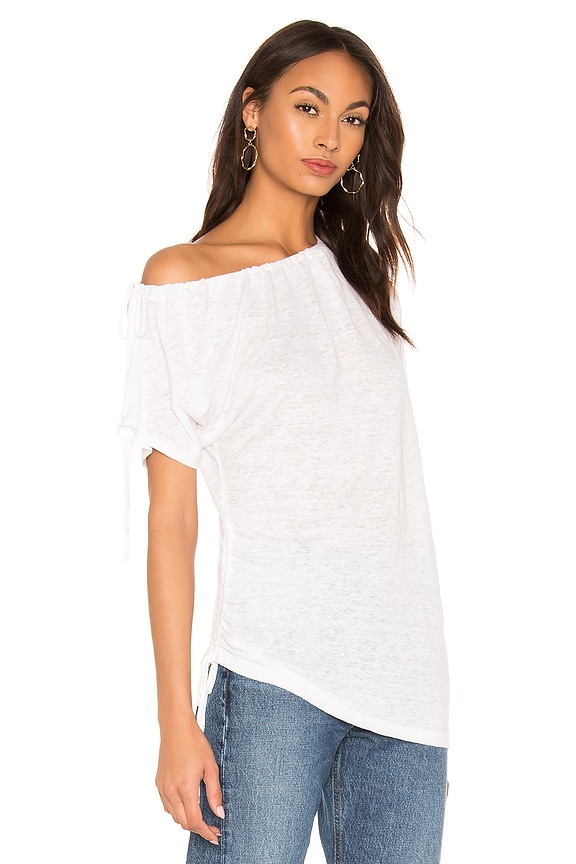 view 2 of 4 Linen Jersey Ruched Top in White