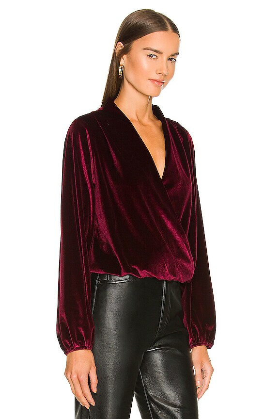 view 2 of 4 BLACK Liquid Velour Top in Burgundy