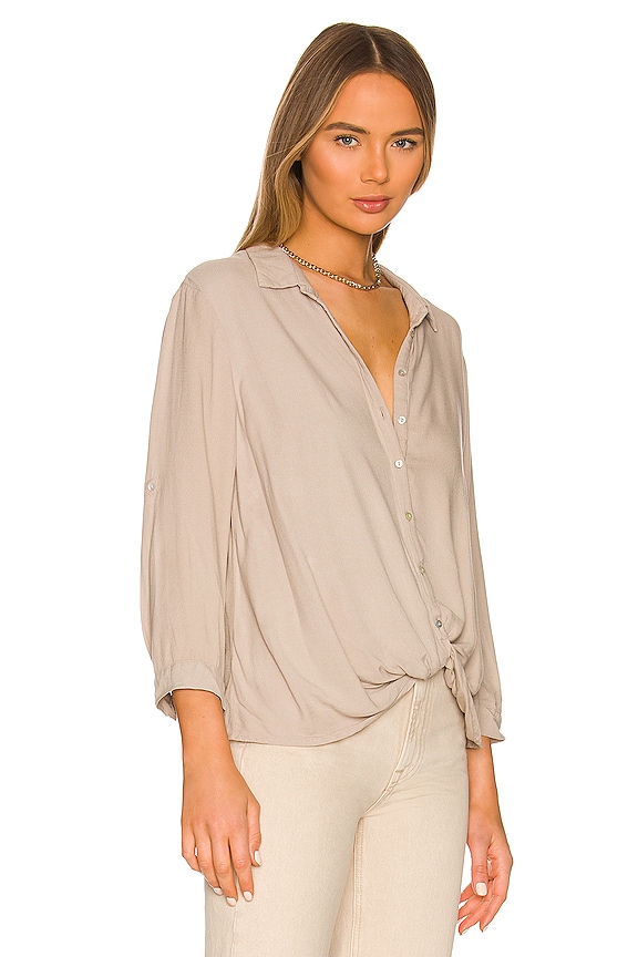 view 2 of 4 버튼업 티 in Tan