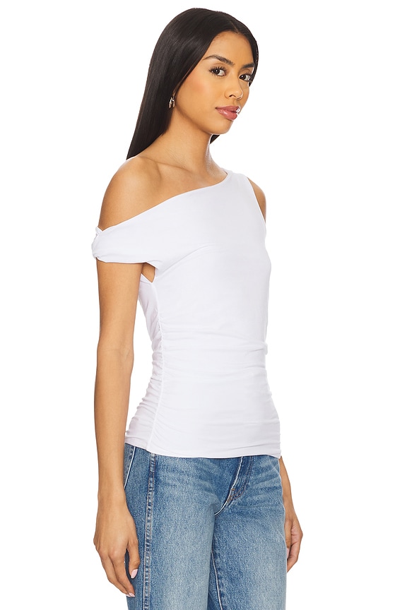 view 2 of 4 Twist Off The Shoulder Top in White