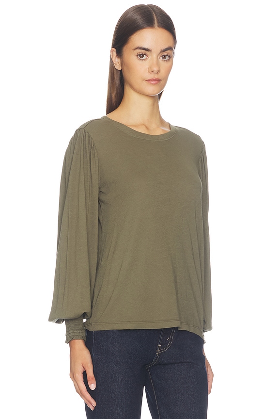 view 2 of 4 Smocked Cuff Rib Neck Tee in Troops