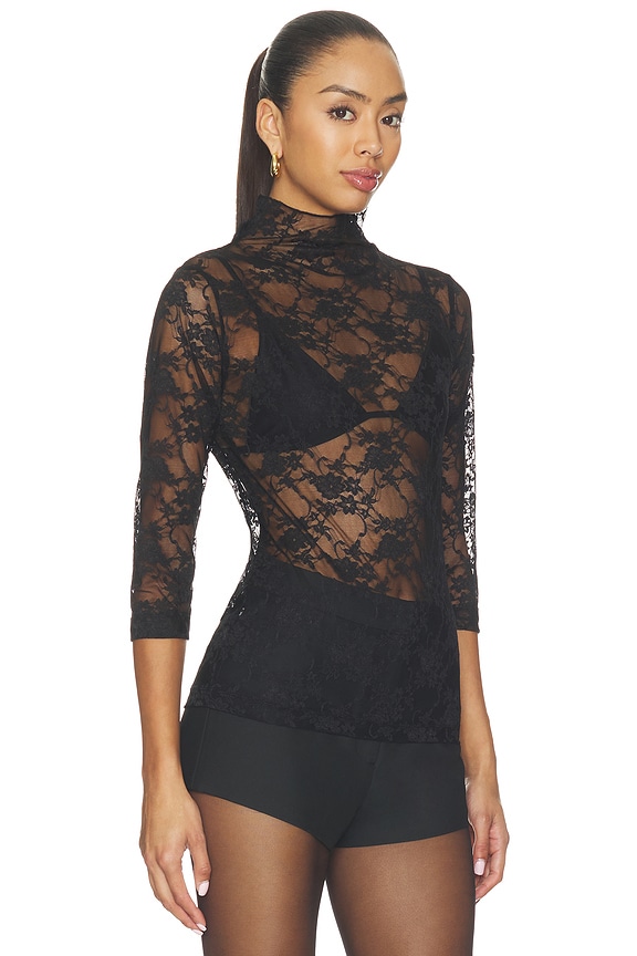 view 2 of 4 Half Sleeve Modern Mock Neck in Black